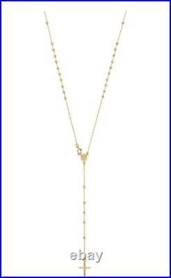 9CT GOLD ROSARY NECKLACE 9 CARAT YELLOW GOLD 16 inch CHAIN HALLMARKED