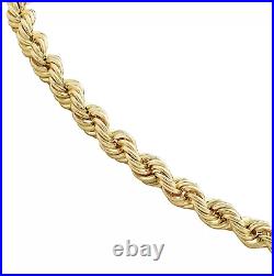 9CT GOLD & SILVER 5mm SOLID ROPE CHAIN 26 inch Men's or Ladies