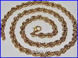 9CT GOLD & SILVER CHUNKY SOLID ROPE CHAIN 24 inch Men's or Ladies 36.3 grams