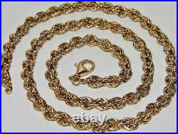 9CT GOLD & SILVER CHUNKY SOLID ROPE CHAIN 26 inch Men's or Ladies 38.8 grams