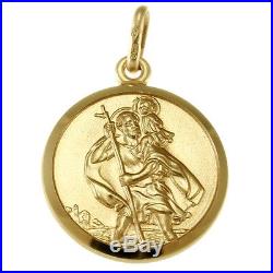 9CT GOLD ST SAINT CHRISTOPHER PENDANT CHAIN NECKLACE WITH GIFT BOX 2.6g