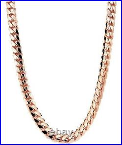 9CT ROSE GOLD ON SILVER HEAVY SOLID CUBAN CURB CHAIN 18 inch Men's or Ladies