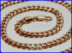 9CT ROSE GOLD ON SILVER HEAVY SOLID CUBAN CURB CHAIN 18 inch Men's or Ladies