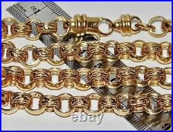 9CT YELLOW GOLD ON SILVER 22 INCH MEN'S SOLID BELCHER CHAIN 69.5 grams