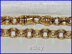 9CT YELLOW GOLD ON SILVER 24 INCH MEN'S SOLID BELCHER CHAIN 68.2 grams