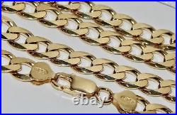 9CT YELLOW GOLD ON SILVER 26 INCH MEN'S SOLID CURB CHAIN 45.1 grams