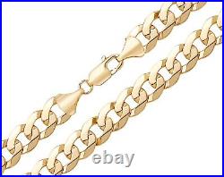 9CT YELLOW GOLD ON SILVER 26 INCH MEN'S SOLID CURB CHAIN 45.1 grams