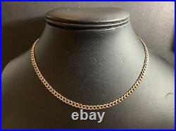 9Ct Gold Curb Chain Necklace 16inch Long 4mm Wide 4.66g, HM Italy 375 Post 1999