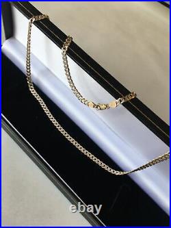 9ct 375 9k Stunning Solid Yellow White Gold Curb Necklace 20Chain Boxed 10.9g