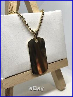9ct 375 Hallmarked Solid Yellow Gold Personalised Dog Tag Pendant Chain Necklace