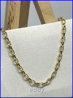 9ct 375 Hallmarked Yellow Gold 3mm Oval Belcher Chain Necklace Brand new