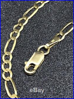 9ct 375 Yellow GOLD 2mm CURB FIGARO CHAIN ALL SIZE GIFT BRAND NEW