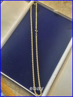 9ct 375 Yellow Gold Rope Chain Necklace 18 1/2 Inches