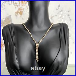 9ct 375 Yellow Gold Rope Chain With Tassel Dropper Womens Necklace 44cm 4.56g