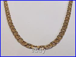 9ct 375 yellow GOLD MARINE ANCHOR NECKLACE 25.5 long chain 5mm diamond cut