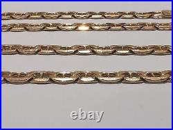 9ct 375 yellow GOLD MARINE ANCHOR NECKLACE 25.5 long chain 5mm diamond cut