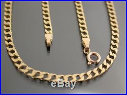 9ct GOLD NECKLACE CHAIN DIAMOND CUT FLAT CURB LINK C. 1990 22 inch