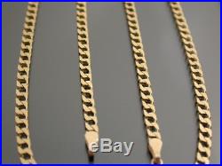 9ct GOLD NECKLACE CHAIN DIAMOND CUT FLAT CURB LINK C. 1990 22 inch
