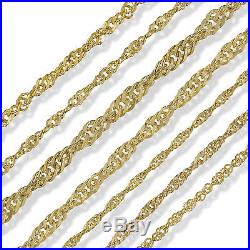 9ct Gold 16 18 20 22 24 Singapore Flat Curb Rope Belcher Rolo Chain Necklace Box