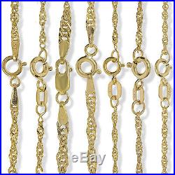 9ct Gold 16 18 20 22 24 Singapore Flat Curb Rope Link Chain Necklace Gift Box