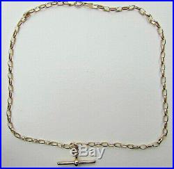 9ct Gold 16 Belcher Chain & T-Bar Necklace -H/Mkd Birmingham Imported Gold -VGC