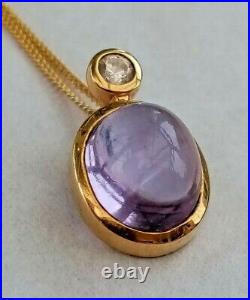 9ct Gold 18 Chain & Pendant With Coloured Stone