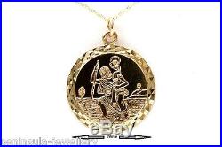 9ct Gold 19mm St Christopher Pendant and 18 inch Chain Gift boxed Hallmarked