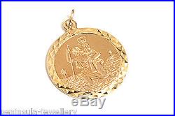 9ct Gold 19mm St Christopher Pendant and 18 inch Chain Gift boxed Hallmarked