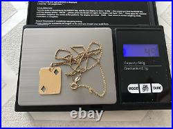 9ct Gold 2 of Diamonds card Pendant and curb Chain 18 inch