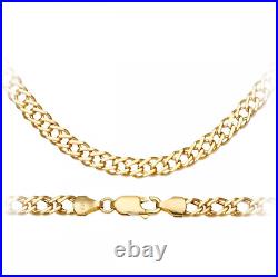 9ct Gold 22 inch Double Link Curb Chain / Necklace UK Hallmarked 4MM Width