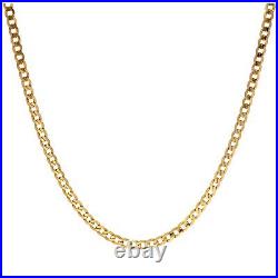 9ct Gold 2mm Thick Diamond Cut Curb Necklace 18 Inches