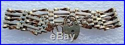9ct Gold 375 Gate Bracelet With Safety Chain With Padlock Clasp 9.9g Not Scrap