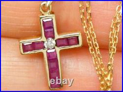 9ct Gold 375 Ruby & Diamond Hallmarked Pendant and 22 Chain