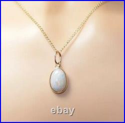 9ct Gold Australian opal oval pendant 9k necklace & 18 chain Uk Hallmark
