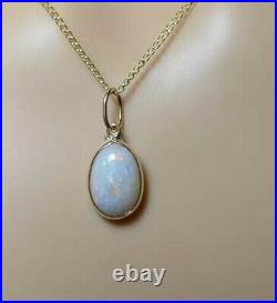 9ct Gold Australian opal oval pendant 9k necklace & 18 chain Uk Hallmark