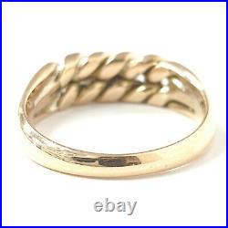 9ct Gold Band Ring Fancy Yellow 3.7g Curb Chain Design Size O 5.5mm Wide