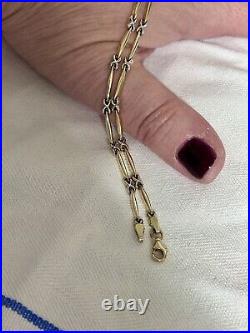 9ct Gold Bar Link Necklace 18 inches. VGC 7.4g White Gold Accents