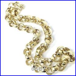 9ct Gold Belcher Chain Solid 24 Inch Heavy Patterned Polished Yellow 144g