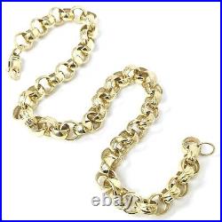 9ct Gold Belcher Chain Solid 24 Inch Heavy Patterned Polished Yellow 144g