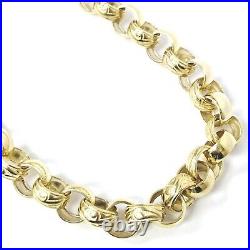 9ct Gold Belcher Chain Solid 24 Inch Heavy Patterned Polished Yellow 144g