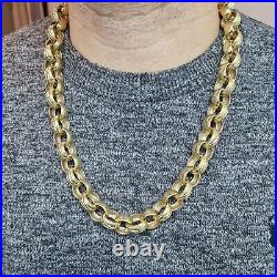 9ct Gold Belcher Chain Solid 24 Inch Heavy Patterned Polished Yellow 144g