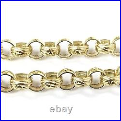 9ct Gold Belcher Chain Solid 24 Inch Heavy Patterned Polished Yellow 144g