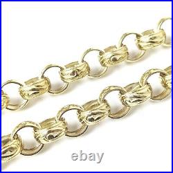 9ct Gold Belcher Chain Solid 24 Inch Heavy Patterned Polished Yellow 144g