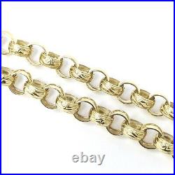 9ct Gold Belcher Chain Solid 24 Inch Heavy Patterned Polished Yellow 144g