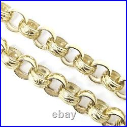 9ct Gold Belcher Chain Solid 24 Inch Heavy Patterned Polished Yellow 144g