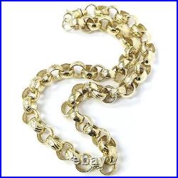 9ct Gold Belcher Chain Solid 24 Inch Heavy Patterned Polished Yellow 144g