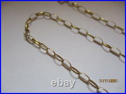 9ct Gold Beltcher Elongated Link Chain 18 1/2 Long. Marked 375. 3.13g