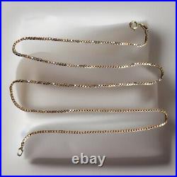 9ct Gold Box Link Chain Necklace 18 46.5cm Long 1mm Wide Vintage