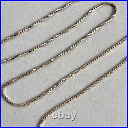 9ct Gold Box Link Chain Necklace 18 46.5cm Long 1mm Wide Vintage