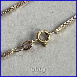 9ct Gold Box Link Chain Necklace 18 46.5cm Long 1mm Wide Vintage